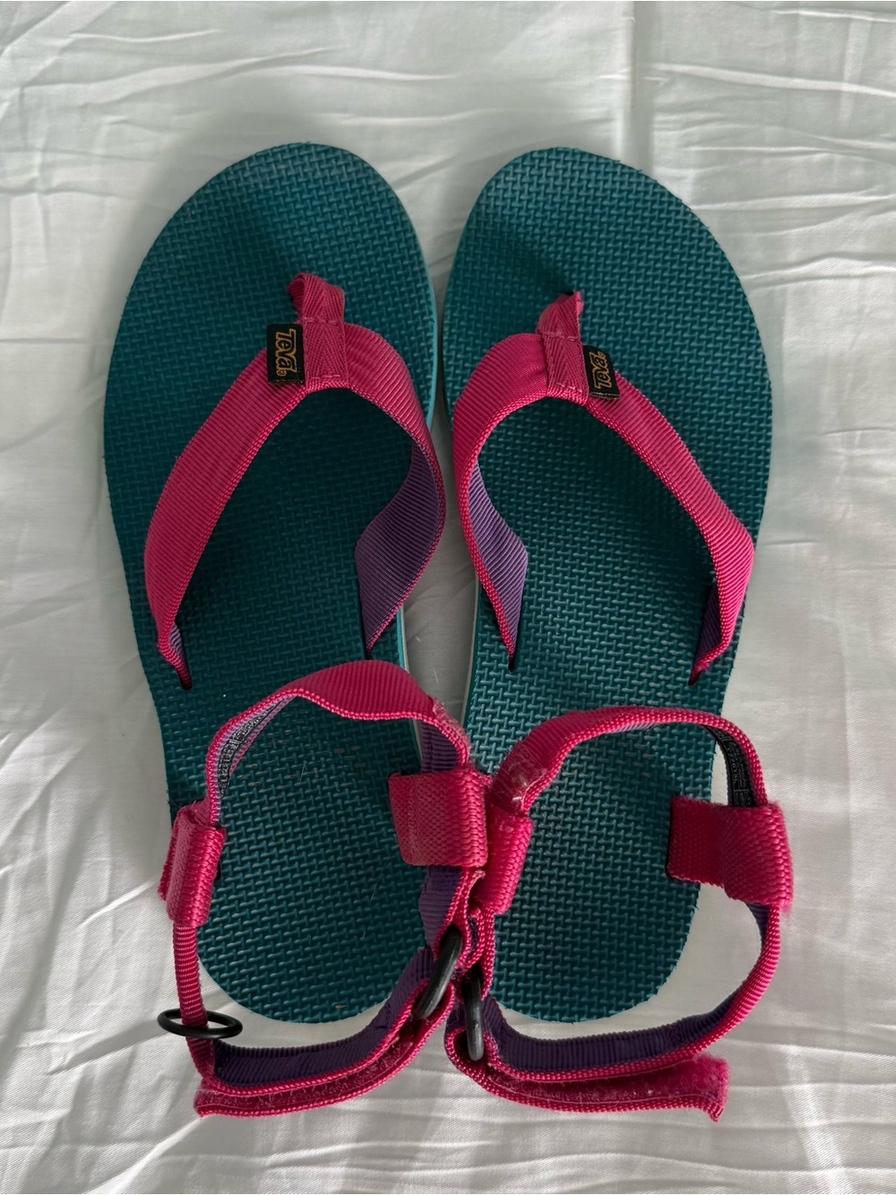 Teva Teal Footbed with Hot Pink Straps Women's Sandals